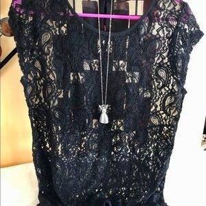 THE LIMITED SHEER LACE BLOUSE L NWT